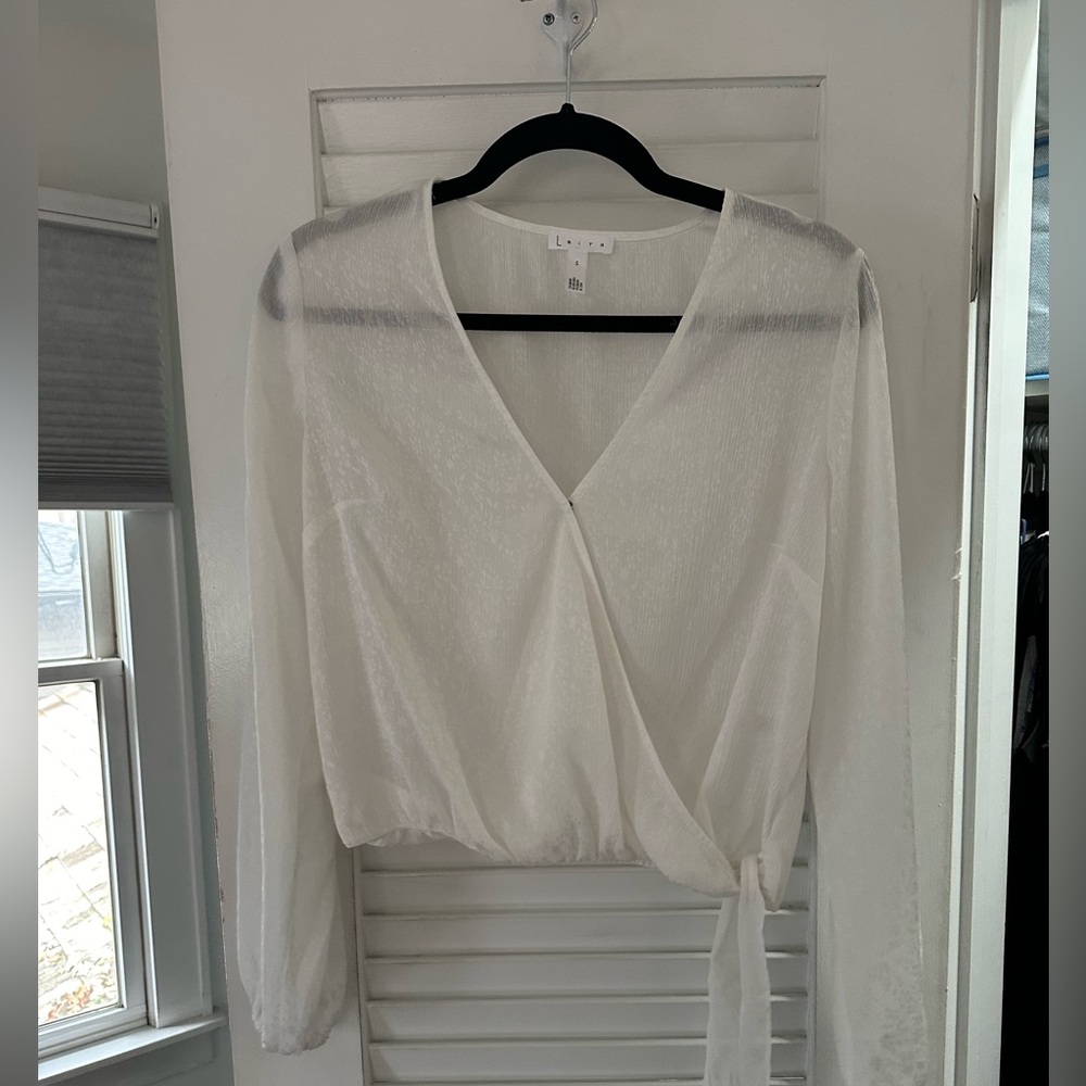 White Sheer Wrap Top